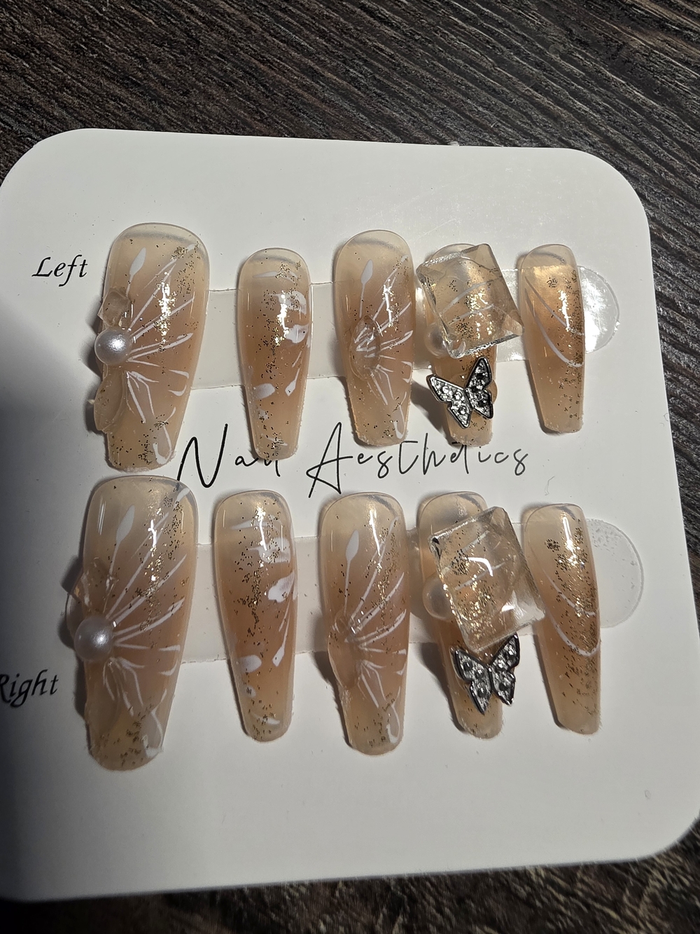 Luxury Nude Butterfly Press-On Nails ✨